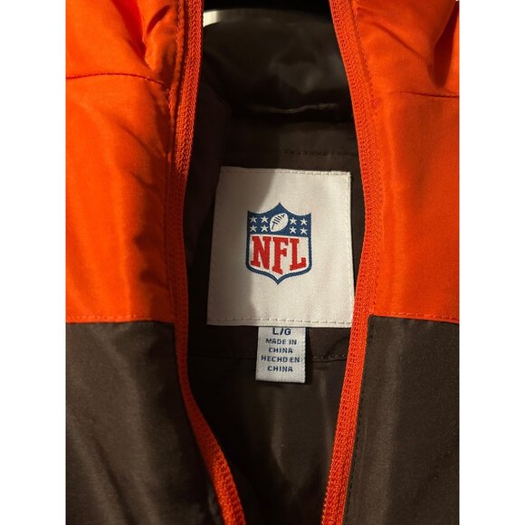 Cleveland Browns NFL Hooded Jacket L Red & Brown Polyester - Picture 7 of 7